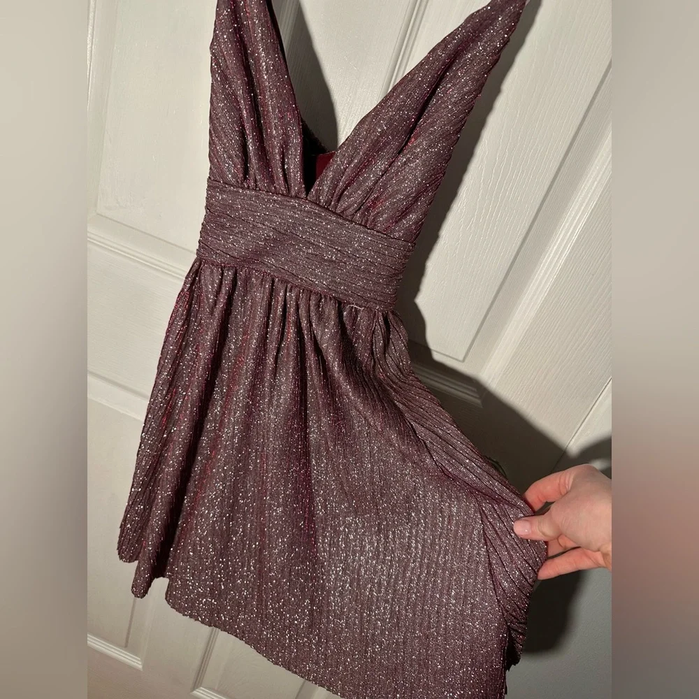 Lulus Stop the Show Glitter Skater Womens Dress Pink Purple - Size Small - Picture 6 of 12